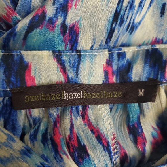 Hazel Hazel Hazel Top Medium Blue Abstract Ikat Boho Maximalist Popover Artsy - Picture 11 of 12